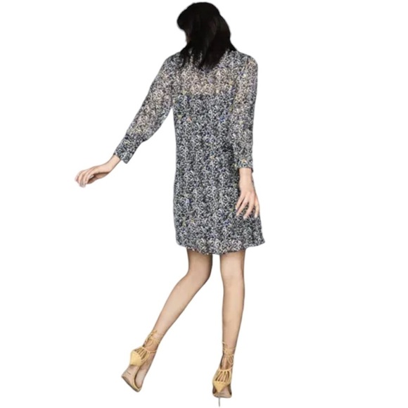 Reiss Charlotte Silk Dress Multicolor Burnout Ditsy Print Long Sleeve with Slip - Picture 12 of 14